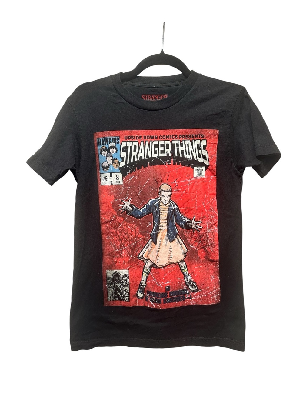 Stranger Things Graphic Tee - Black with Red Print Size S